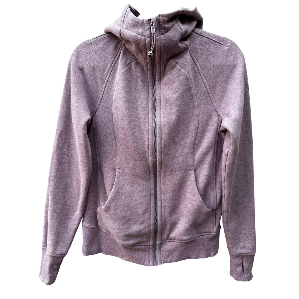 Lululemon Scuba Full Zip Hoodie Heathered Mauve Pink W4AFPS Size 6